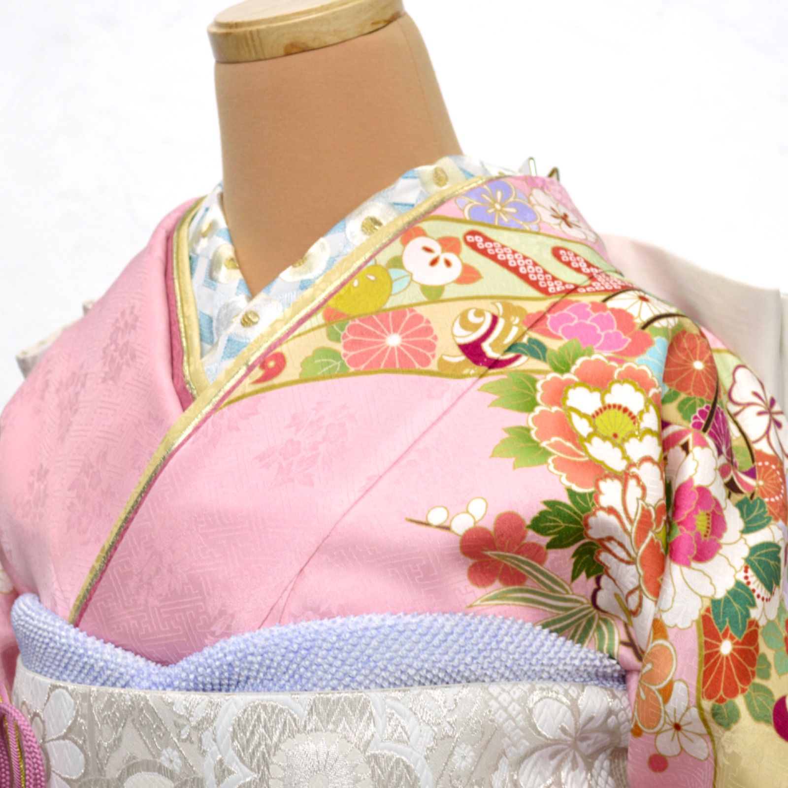 美品　成人式❤️　振袖フルセット　正絹　ピンク　作家　駒刺繍 美品 成人式❤️ 振袖フルセット 正絹 ピンク 作家 駒刺繍