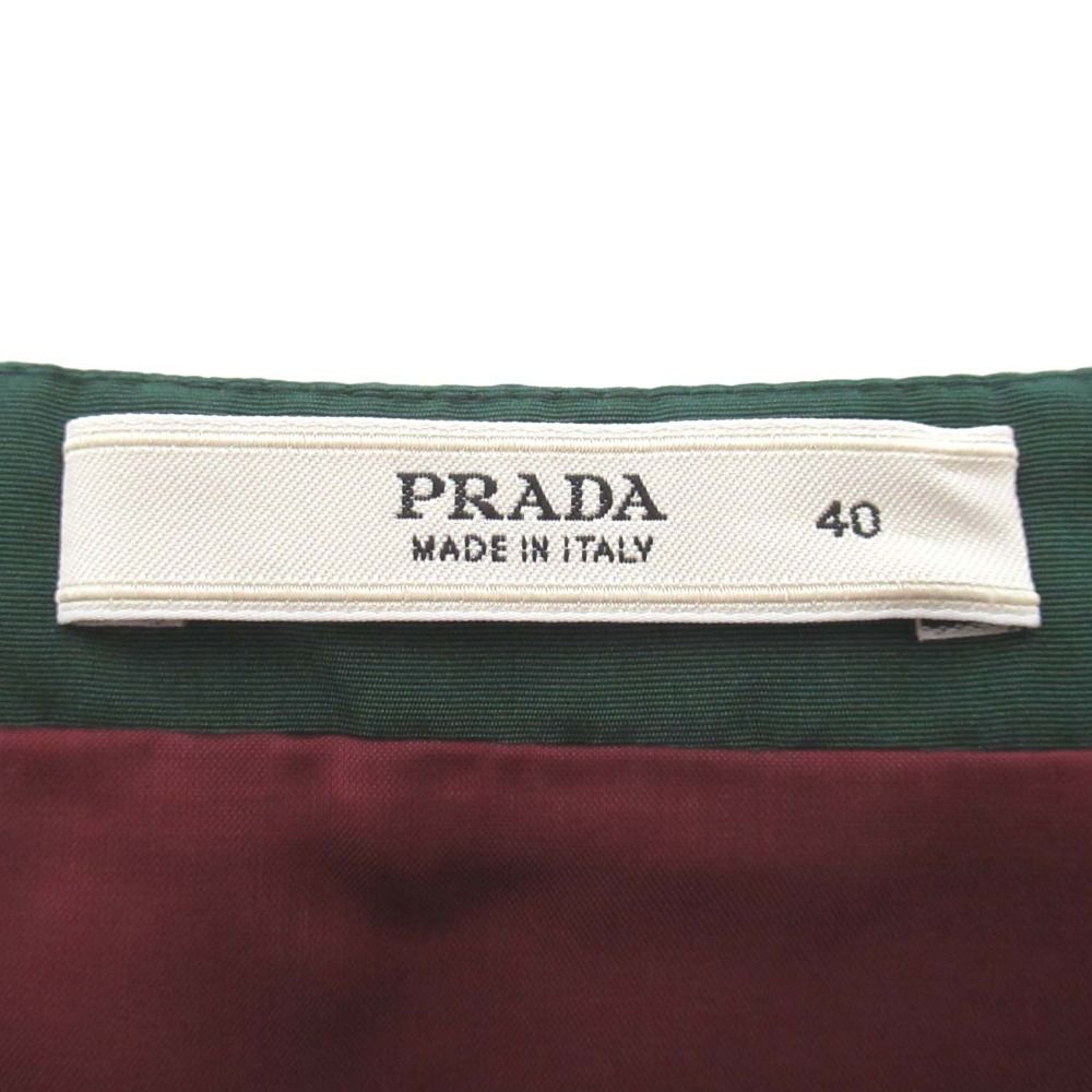 美品 PRADA プラダ オウムモチーフ シルク ミニスカート サイズ40  