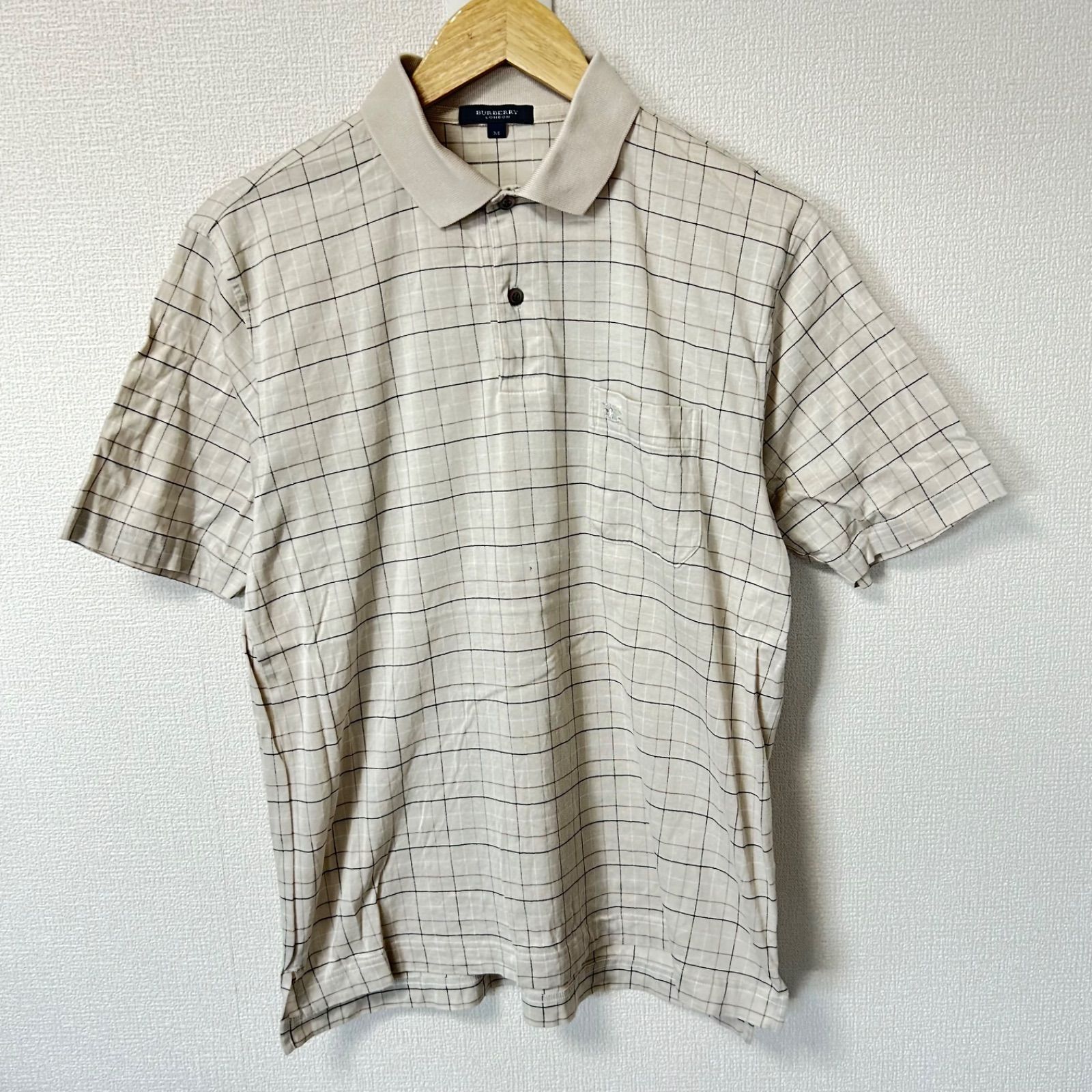 バーバリー　新品未着用半袖ポロシャツ w^)b BURBERRY バーバリー 半袖ポロシャツ チェック柄 コットン
