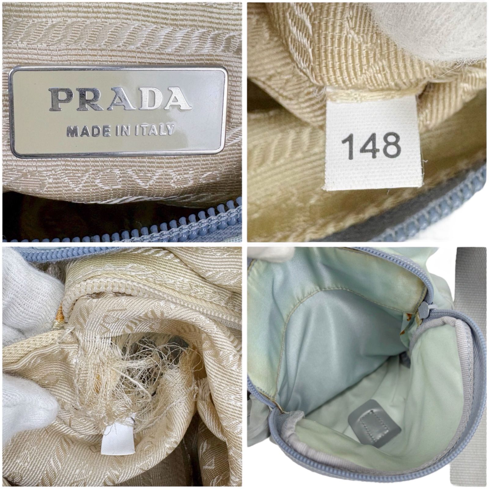 プラダ PRADA トライアングルロゴ クロスボディバッグ 水色 ライト 