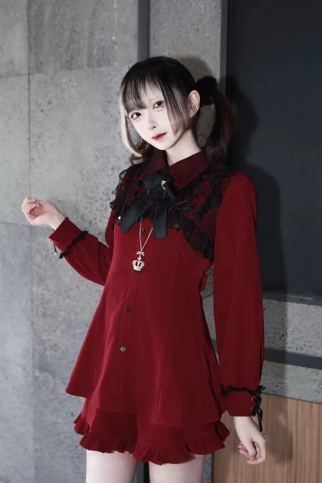 魔女の祈り 赤黒色ワンピースセット ゴシックロリータ やみかわ 推し色