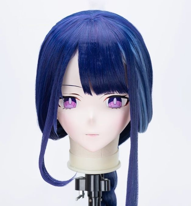 全頭マスク カツラ付き ロック付き NO.164 フルマスク ドール ヘッドロリータ人形 コスプレ 変身 仮装 着ぐるみ 二次元美少女