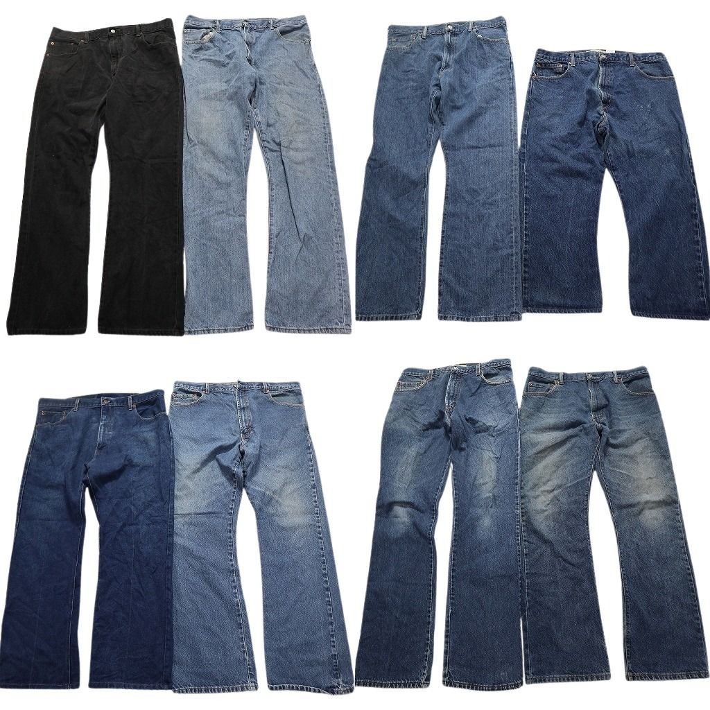 古着卸 まとめ売り リーバイス 517 カラーMIX デニム パンツ 8枚セット メンズ 36 |38 |40 フェード ブラック 古着 NB7721