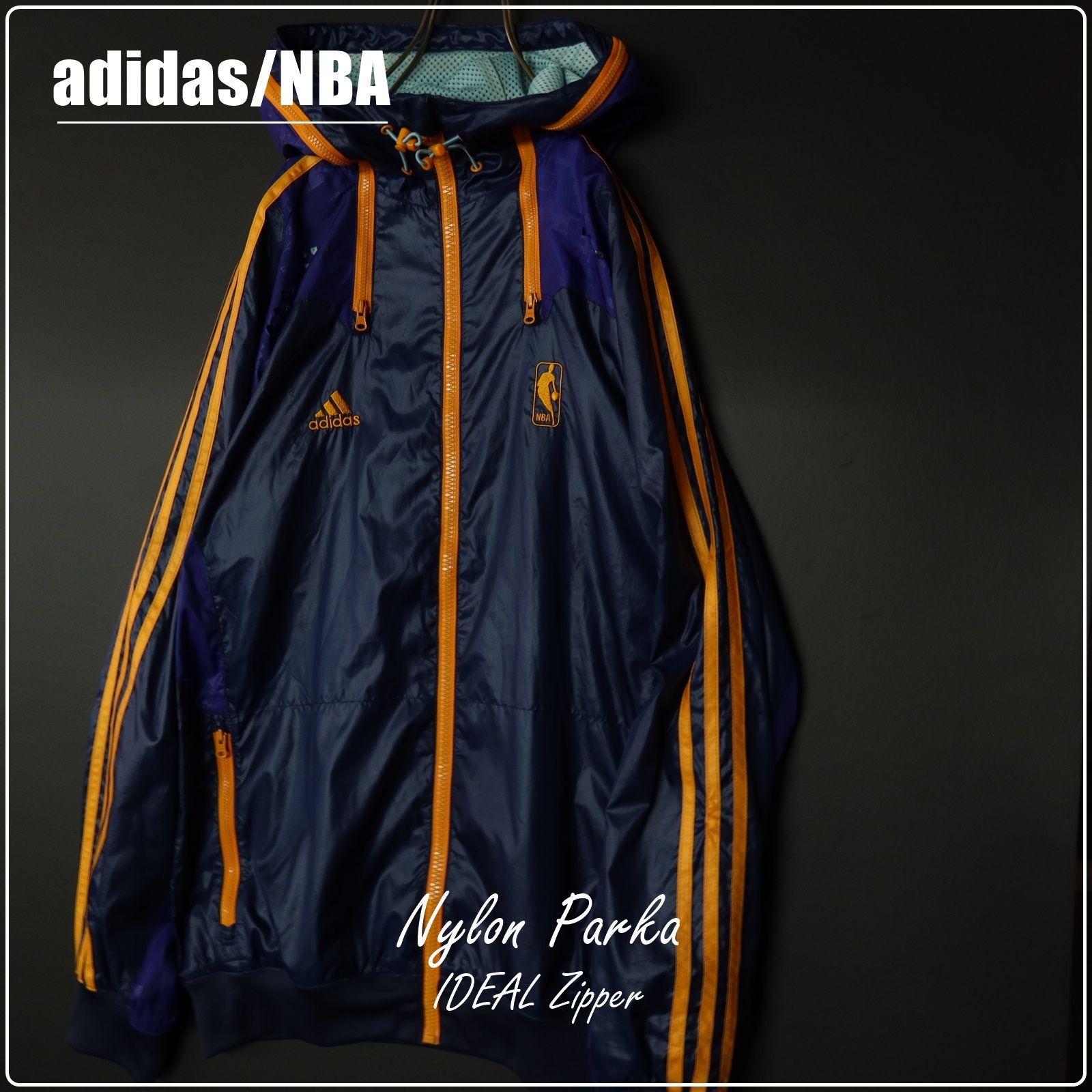 人気希少 US古着☆adidas アディダス ナイロンパーカー NBA IDEAL 