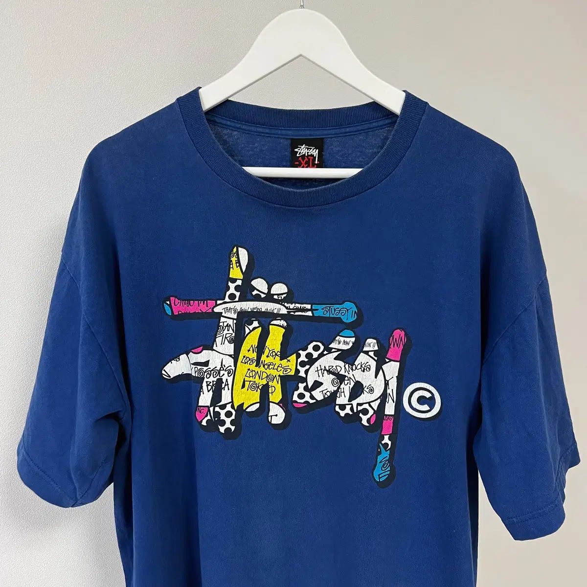 005【希少XLサイズ】ステューシー♤ビッグロゴ　ラグランTシャツ　即完売モデル ステューシー ビッグサイズ tシャツ サークルロゴ サイズXL