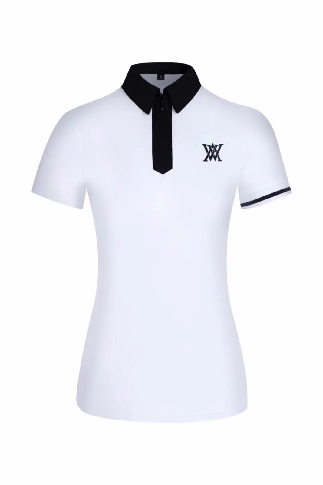 女性用ゴルフルック 夏 ジップアップ 半袖Tシャツ 3 スリムフィット