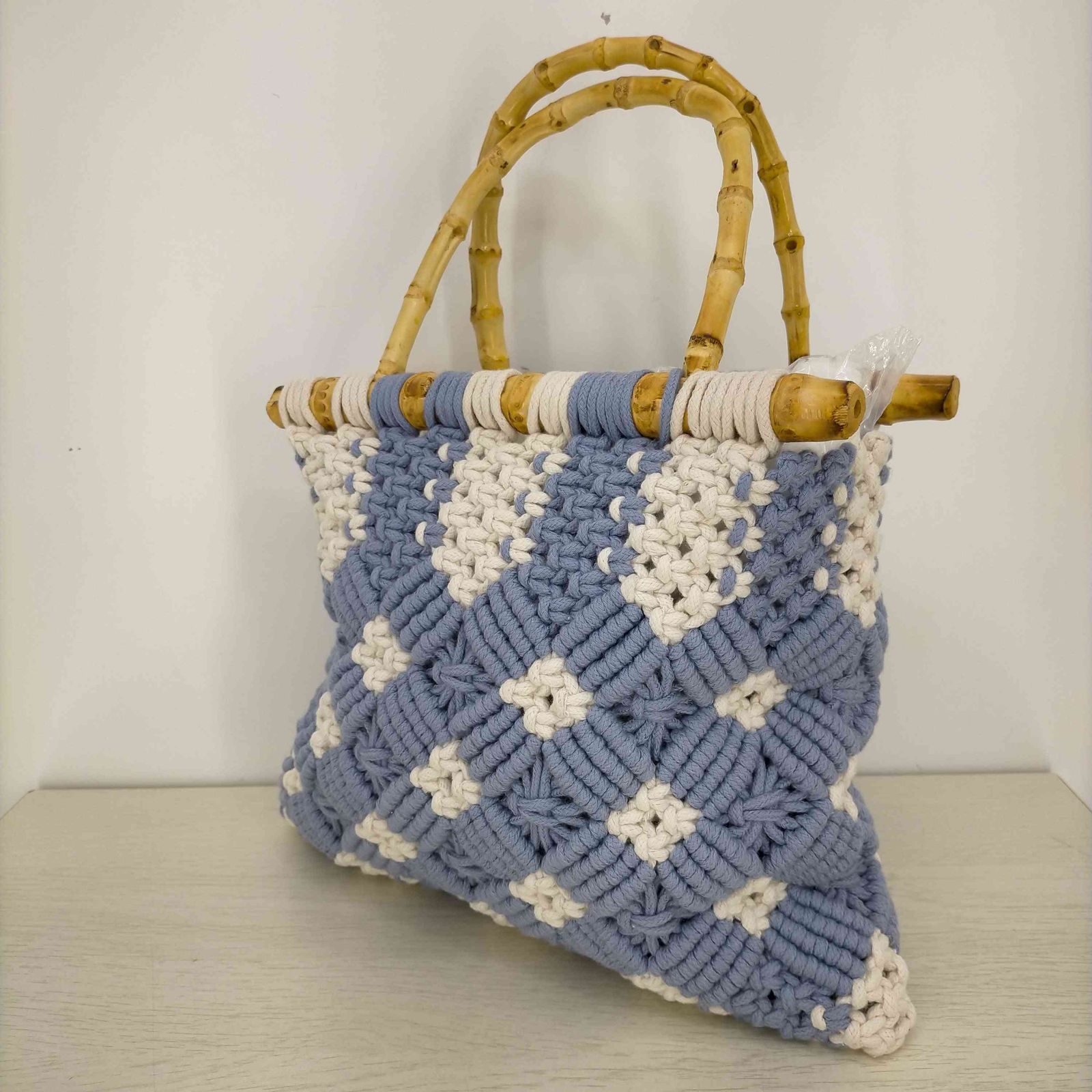 ザラ ZARA バンブーハンドル マクラメトートバッグ レディース
