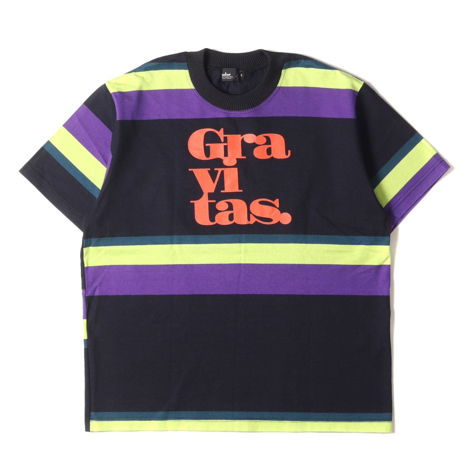 kolor カラー Tシャツ サイズ:2 フロント ロゴ ワイド ボーダー 