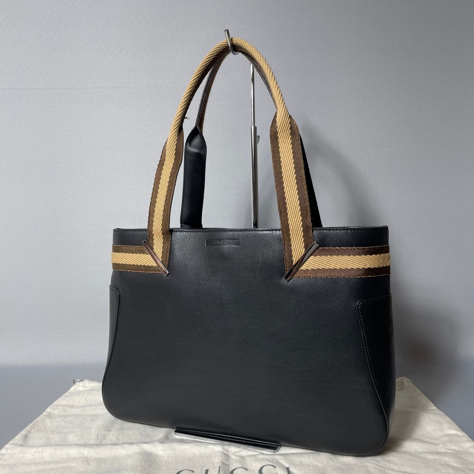 2503-173｜美品｜グッチ シェリーライン ハンドバッグ ブラック