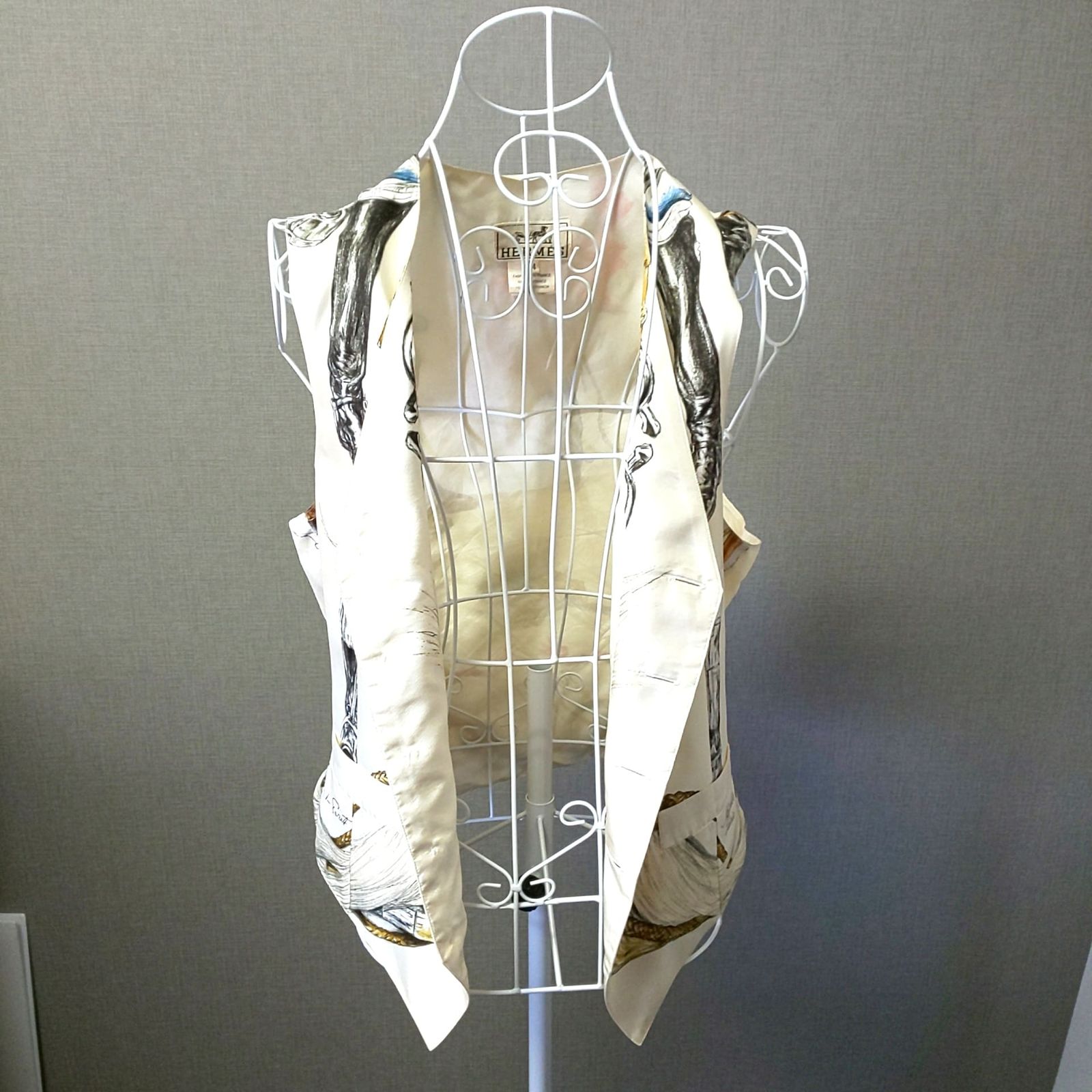 888D-07 HERMES エルメス メンズ シルク ベスト ジレ ブーツ