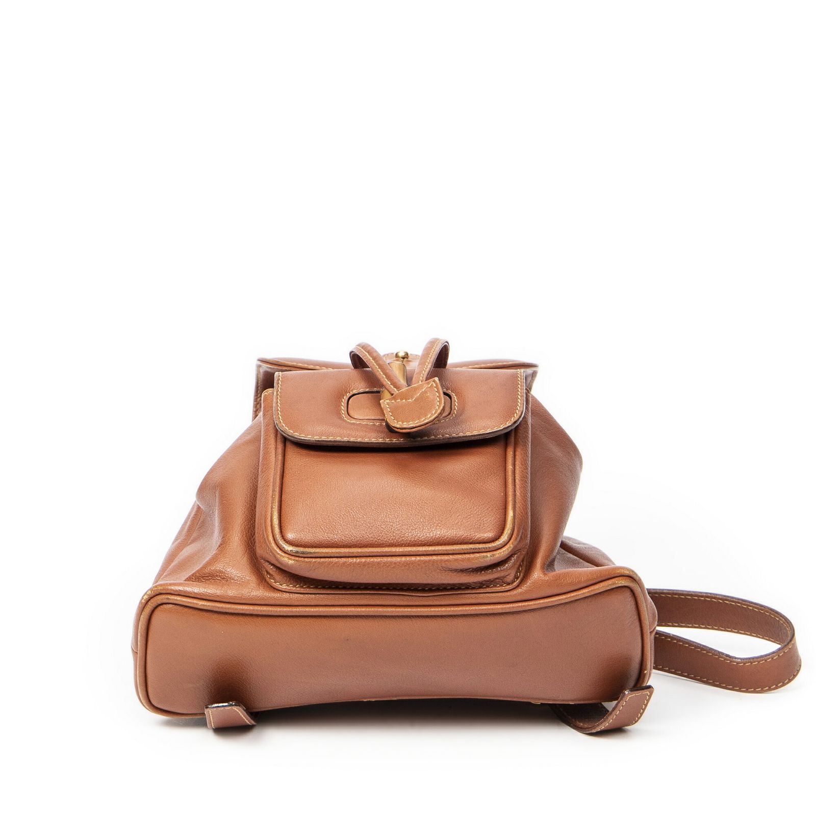 グッチミニバンブーリュックサック茶色カーフスキンレザーAB