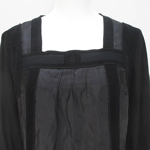 インテレクション INTELLECTION 長袖 膝丈 ワンピース 42 黒系  