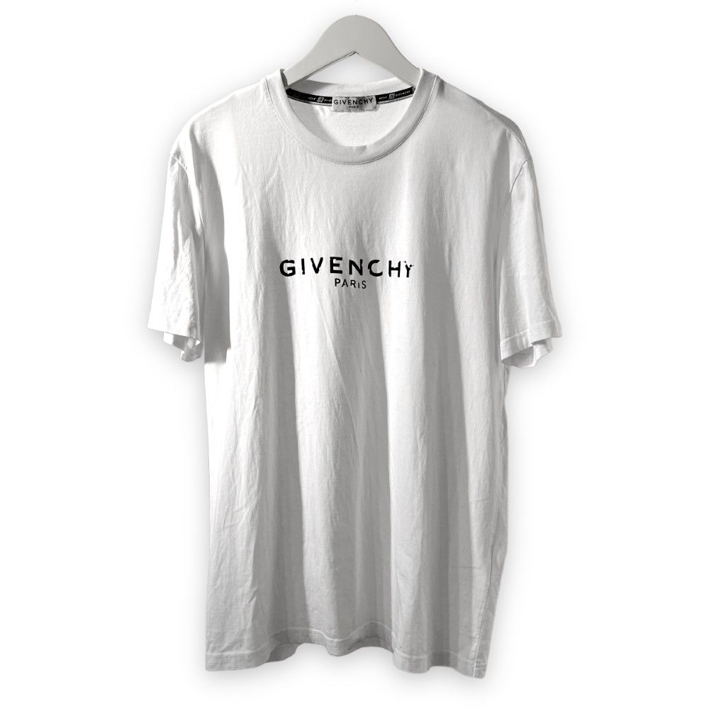 GIVENCHY ダメージプリント加工ロゴクルーネック半袖Tシャツ Lサイズ