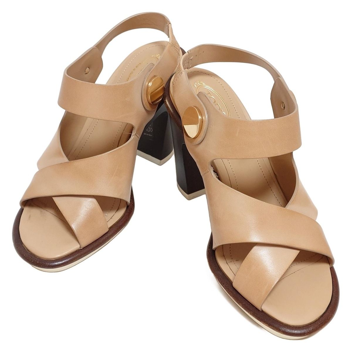 TOD'S トッズ サンダル ベージュ EU36(22.5cm位) 4104025Y0006 TOD'S(トッズ) サンダル 36 1/2 レディース - ベージュ×ダーク