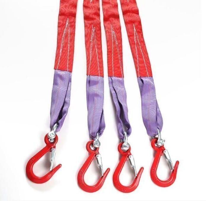 建築 土木用 ベルトスリング 4点吊りスリングベルト 玉掛け 合金鋼製フック付き リング付き ポリエステル製 1m 耐荷重3t HRDEVELOPMENT_JP