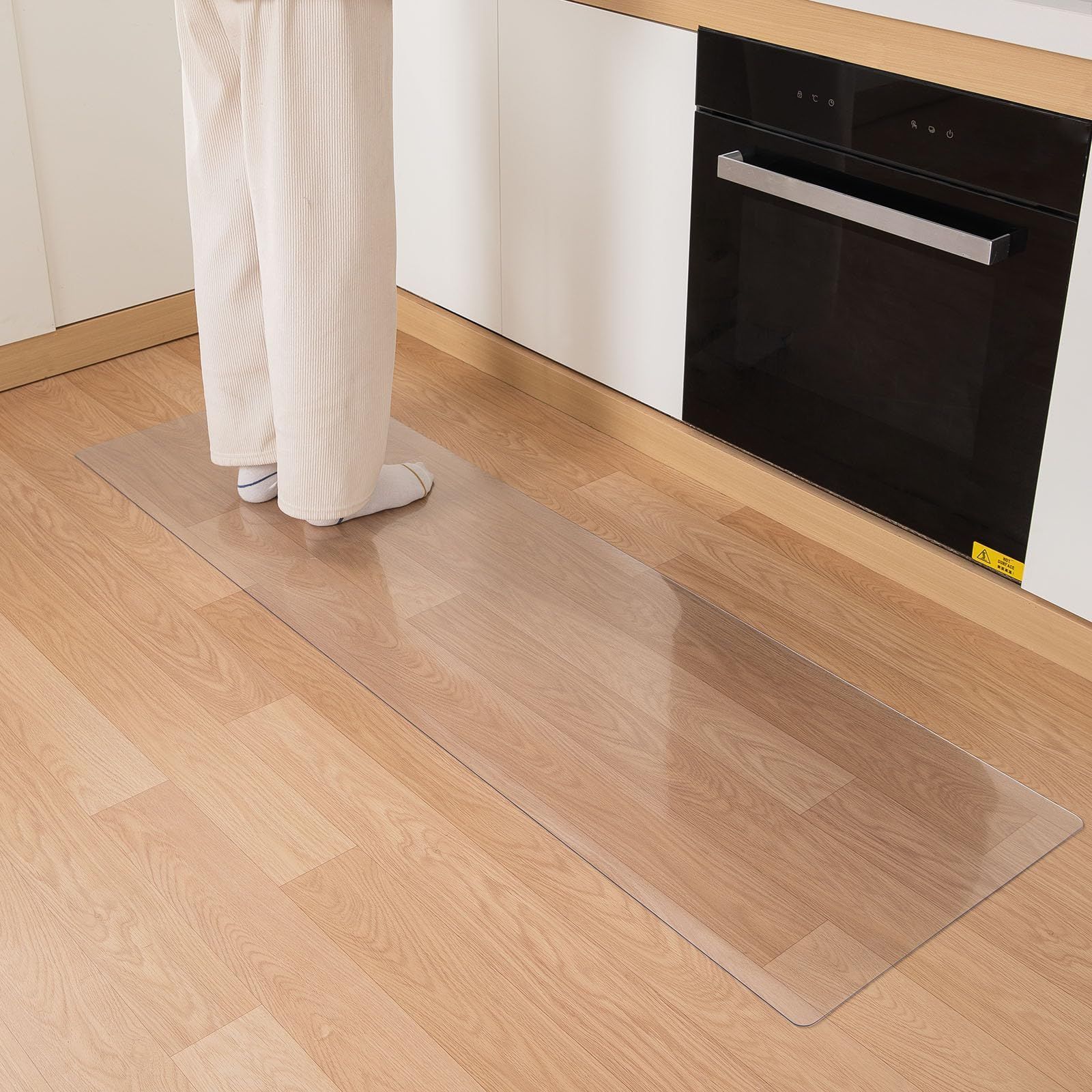 キッチンマット 透明 厚さ1.5mm クリア エンボス加工 45×60cm PVC 床保護マット 台所マット 床暖房対応 滑り止め 汚れ防止 お手入れ簡単