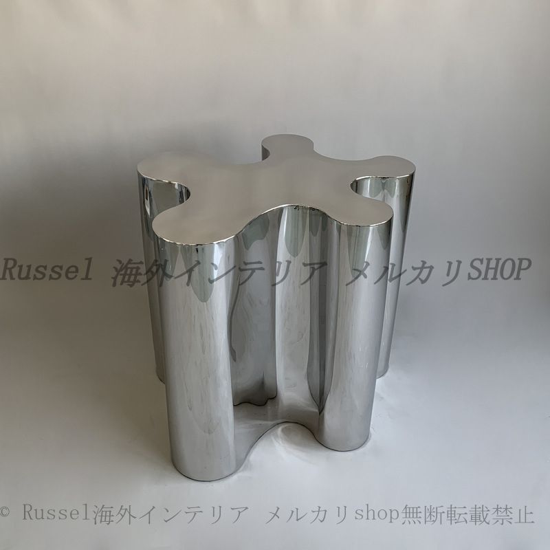 サイドテーブル ラグジュアリー 光沢 曲線的 フォルム おしゃれ かわいい インテリア 北欧 ナイトテーブル ステンレス モダン コーヒーテーブル 銀 シルバー NOITHATQUANGTHANH_NET