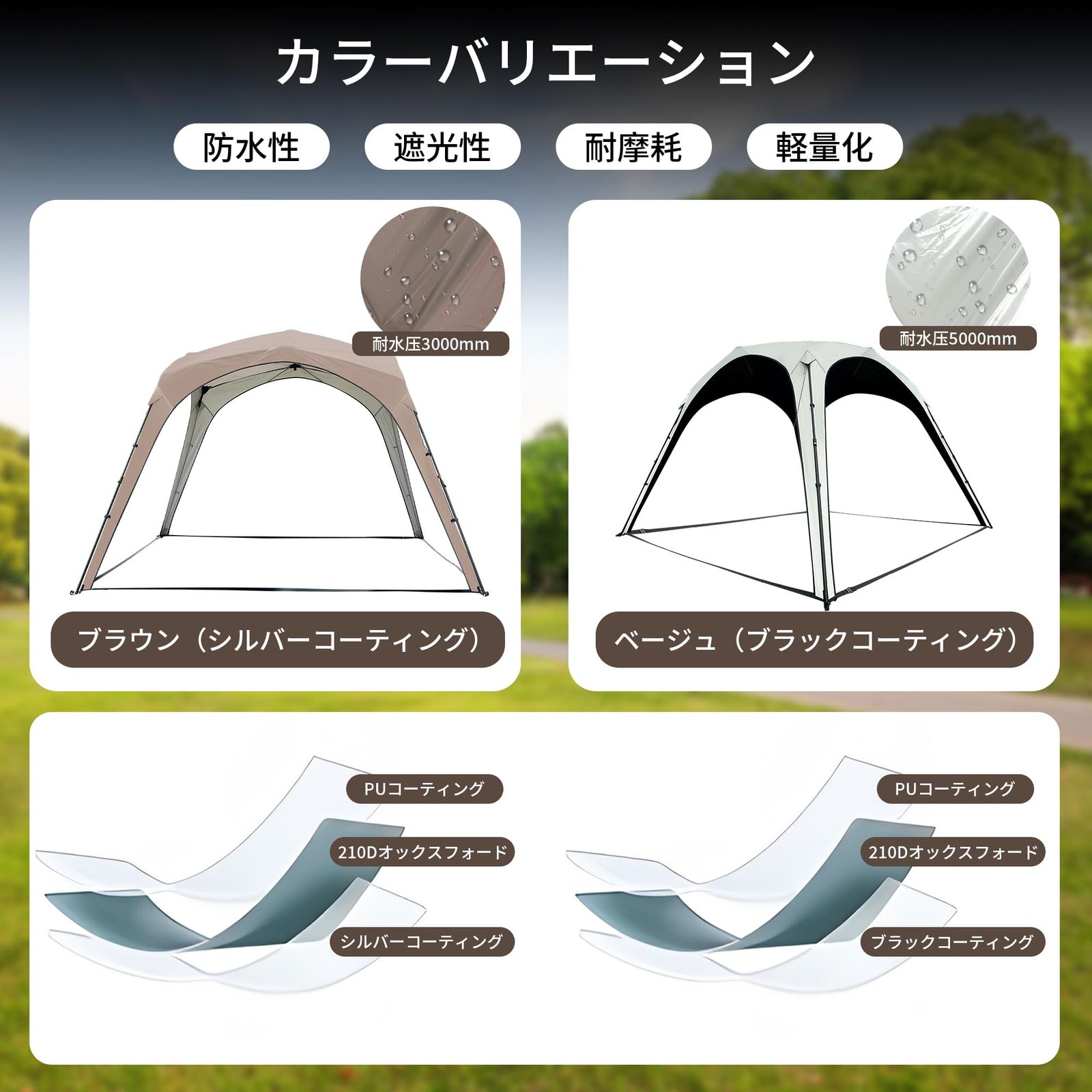 運動会 UVカット 家族 日よけ 部活動 シルバーコーティング キャンプ 通気性 大型 大型 タープ 設営簡単 ワンタッチタープテント 3×3×2.2m バーベキュー 組み立て簡単 イベント用 ワンタッチテント ロープ&ペグ付き ワンタッチタープ 収納バッグ付