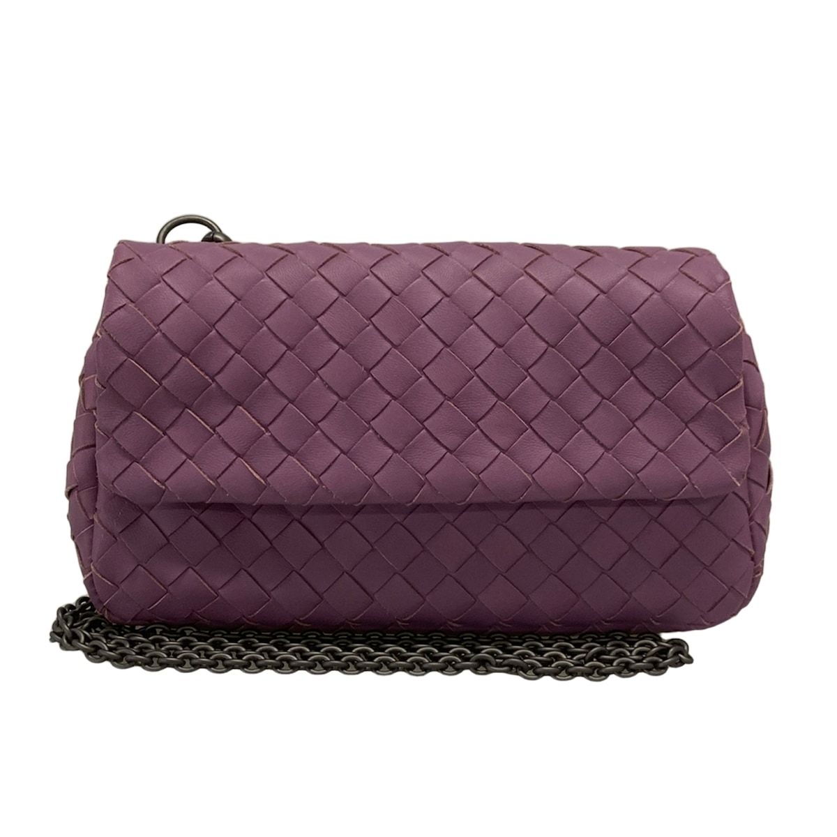 BOTTEGA VENETA ボッテガヴェネタ ショルダーバッグ イントレチャート パープル チェーンショルダー|ミニバッグ レザー