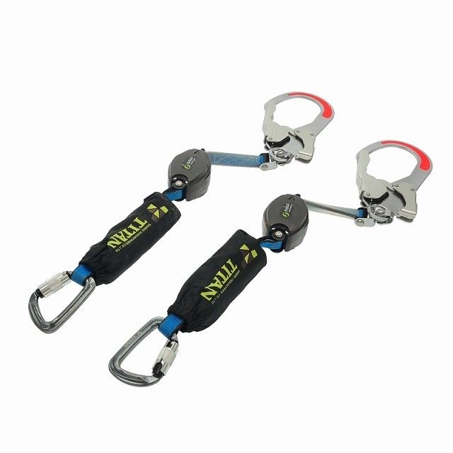 2点セット TITAN タイタン 巻取式ランヤード シングル HL-HS-130-CC型 フルハーネス型 銅ベルト型兼用115629