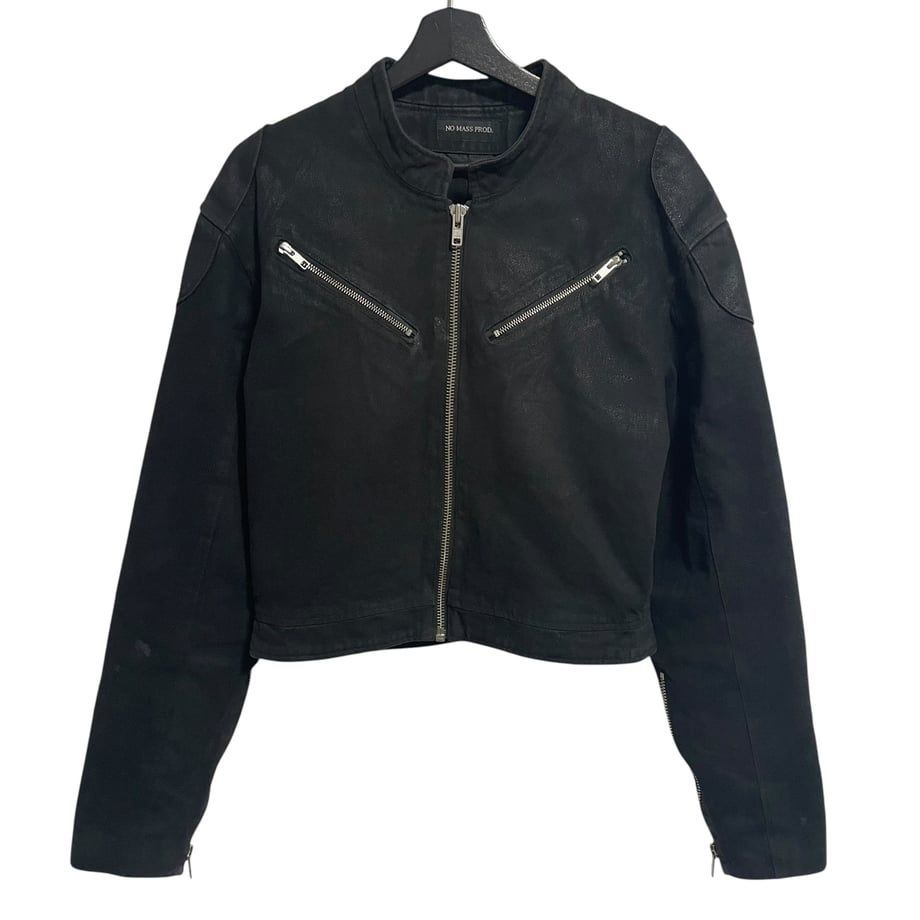 NO MASS PROD】CROPPED MOTO DENIM JACKET no mass prod cropped moto