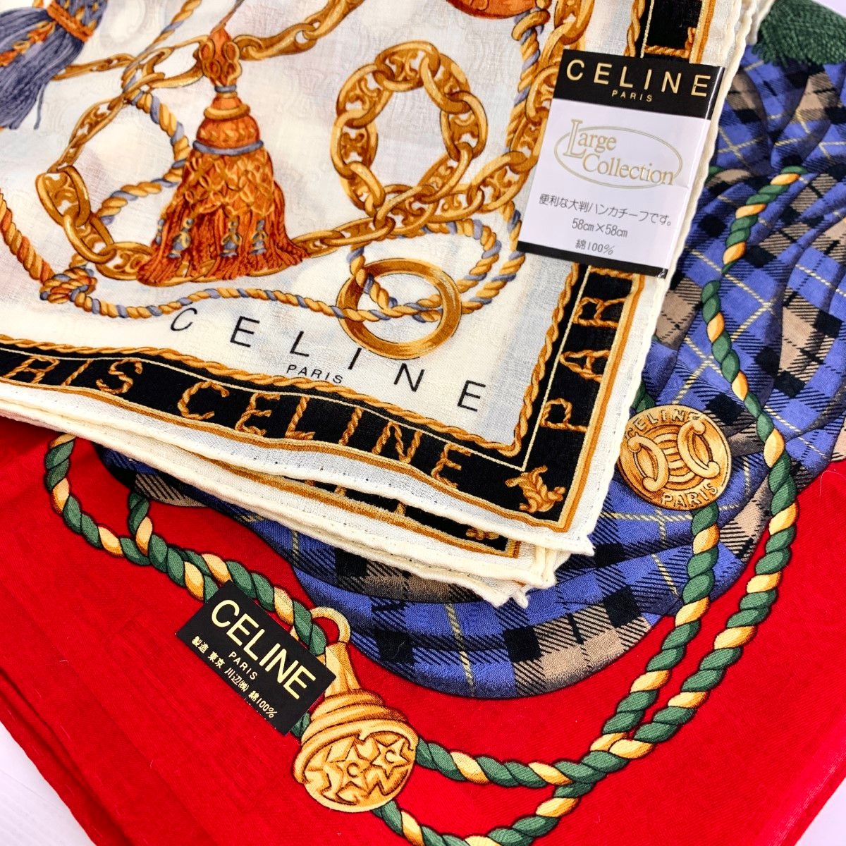 CELINE 大判ハンカチ まとめ CELINE - セリーヌ大判ハンカチ レースイエローの通販 by COCO's