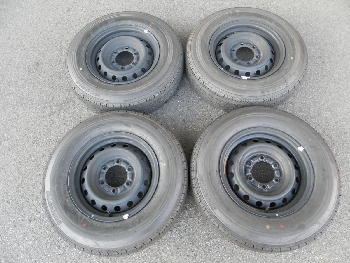 トヨタ 200 ハイエース 15インチ 純正スチールホイール付ラジアルタイヤ 4本SET 195 80R15 107 105L 製 6.0J 35 6H 139.7 KDH200V