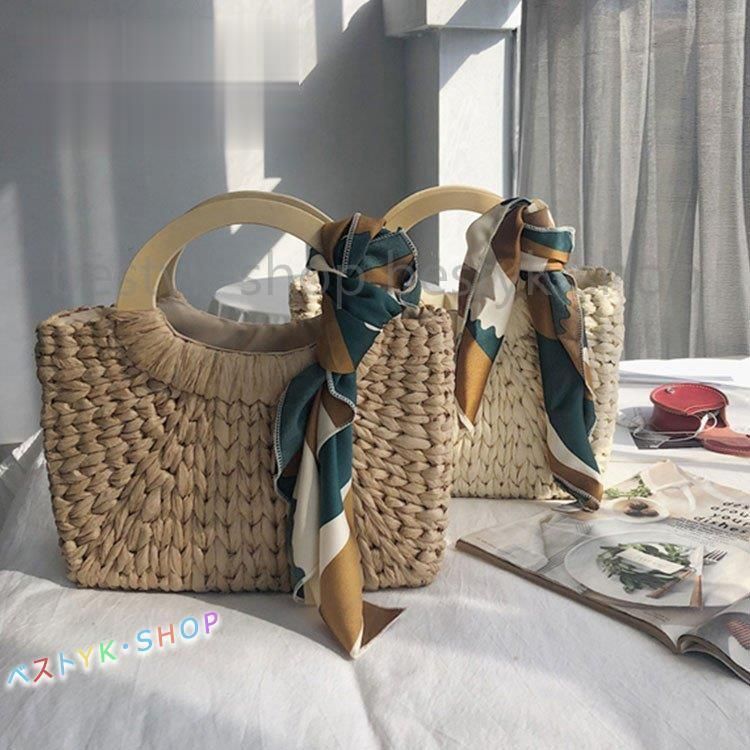 かごバッグ レディース トートバッグ 麦わらバッグ ピクニック 海