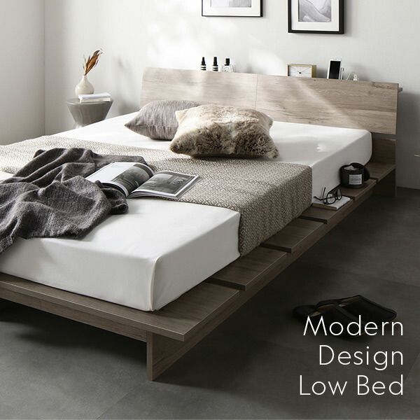 ベッド セミダブル 国産ポケットコイルマットレス付き ナチュラル すのこ 棚付き 宮付き 宮棚付き 2口 コンセント付き 高さ調整可 スマホスタンド型ヘッドボード ステーションベッド すの