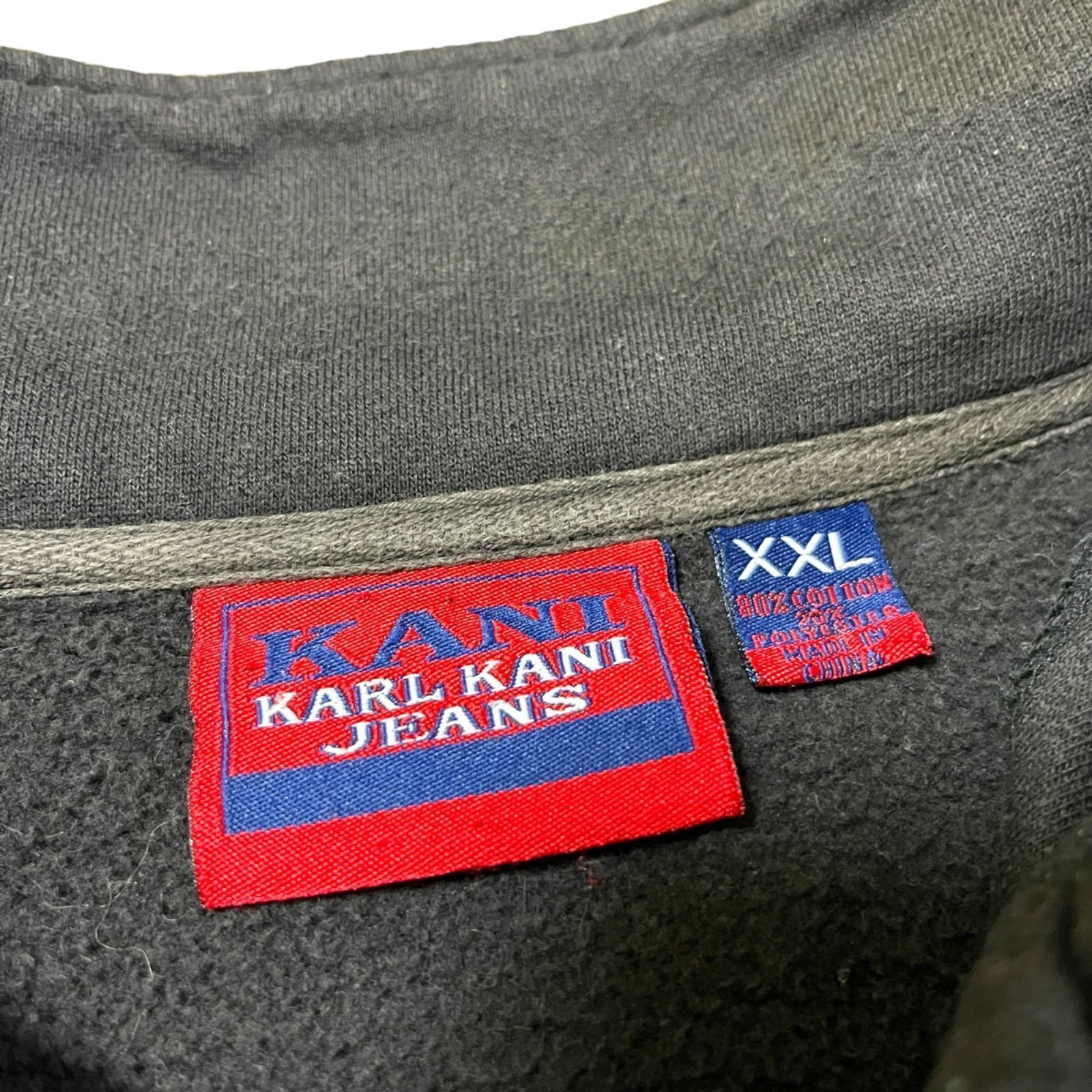 【古着/スウェット】KARL KANI(カールカナイ) カナイスポーツ スウェット ハーフジップ ブラック 黒 ブルー 青