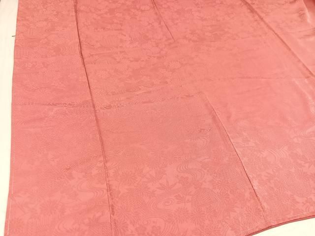 平和屋着物■上質な色無地　草花地紋　珊瑚色　逸品　未使用　CAAI2001id 平和屋着物□上質な色無地 草花地紋 珊瑚色 さが美扱い 正絹 逸品