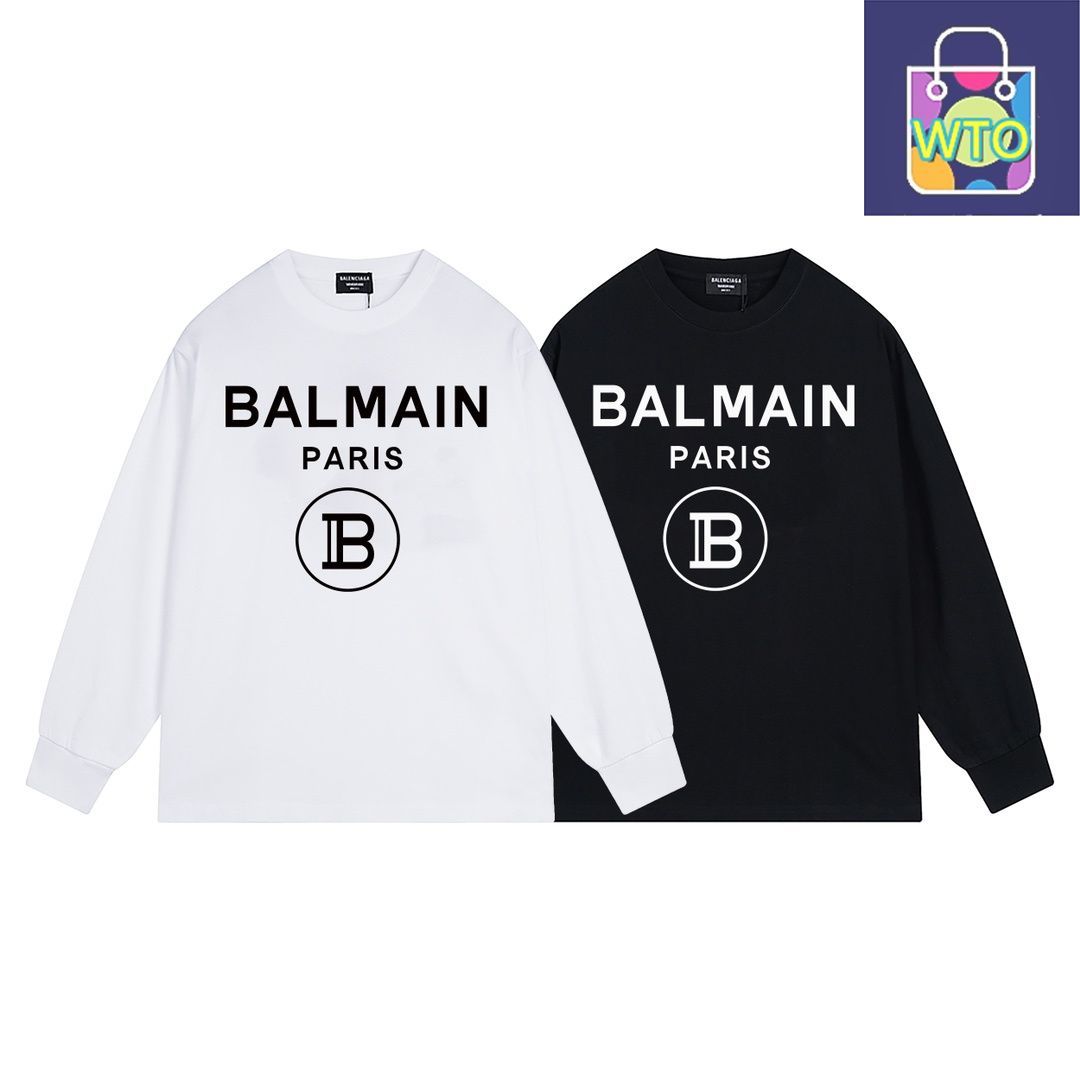 23AW BALENCIAGA ヴィンテージ 加工 ロゴプリント長袖 Tシャツ