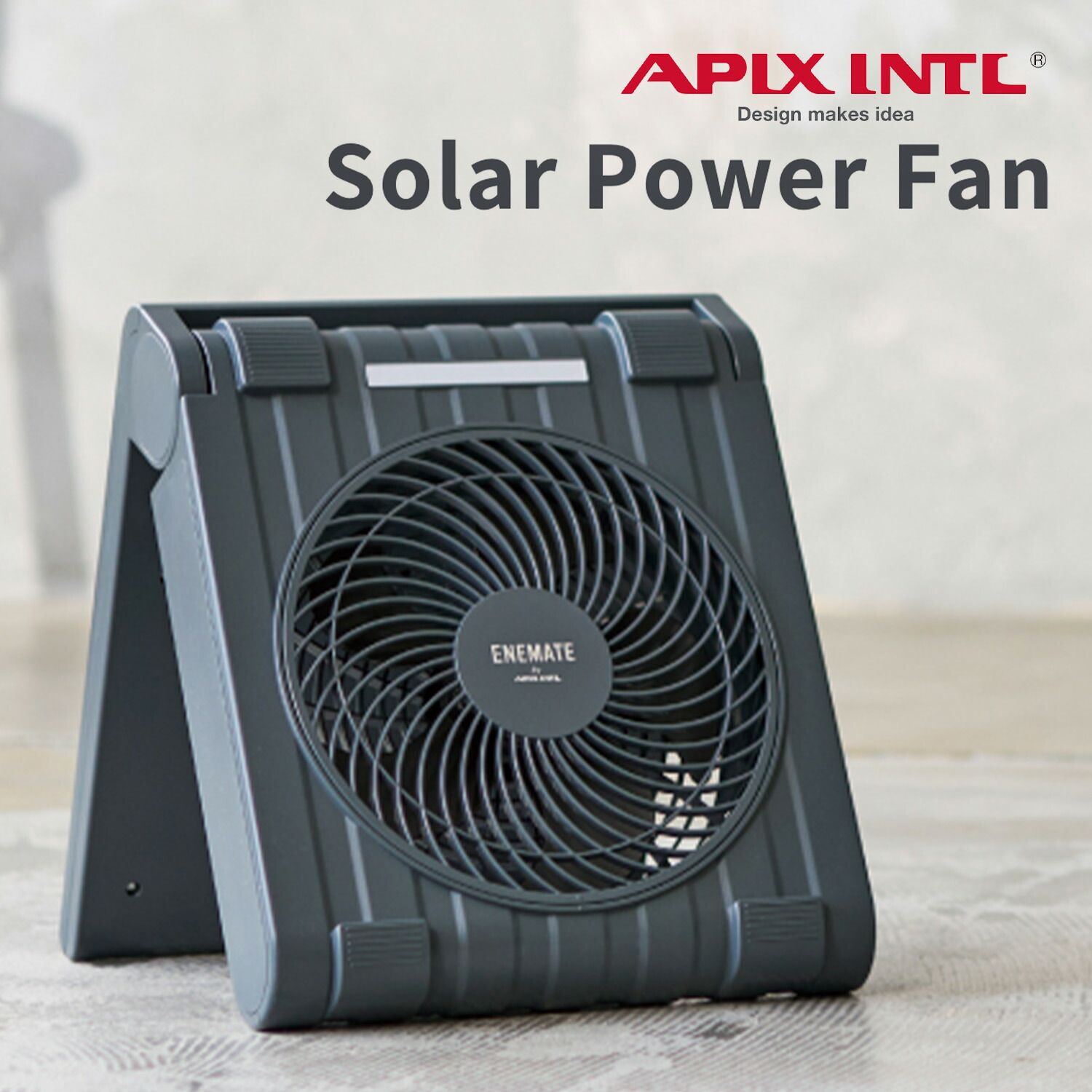 Apix APF-565L ソーラー パワーファン IPX4 防水 LEDライト 防災 充電 アピックス APF-565L-GY D1-08