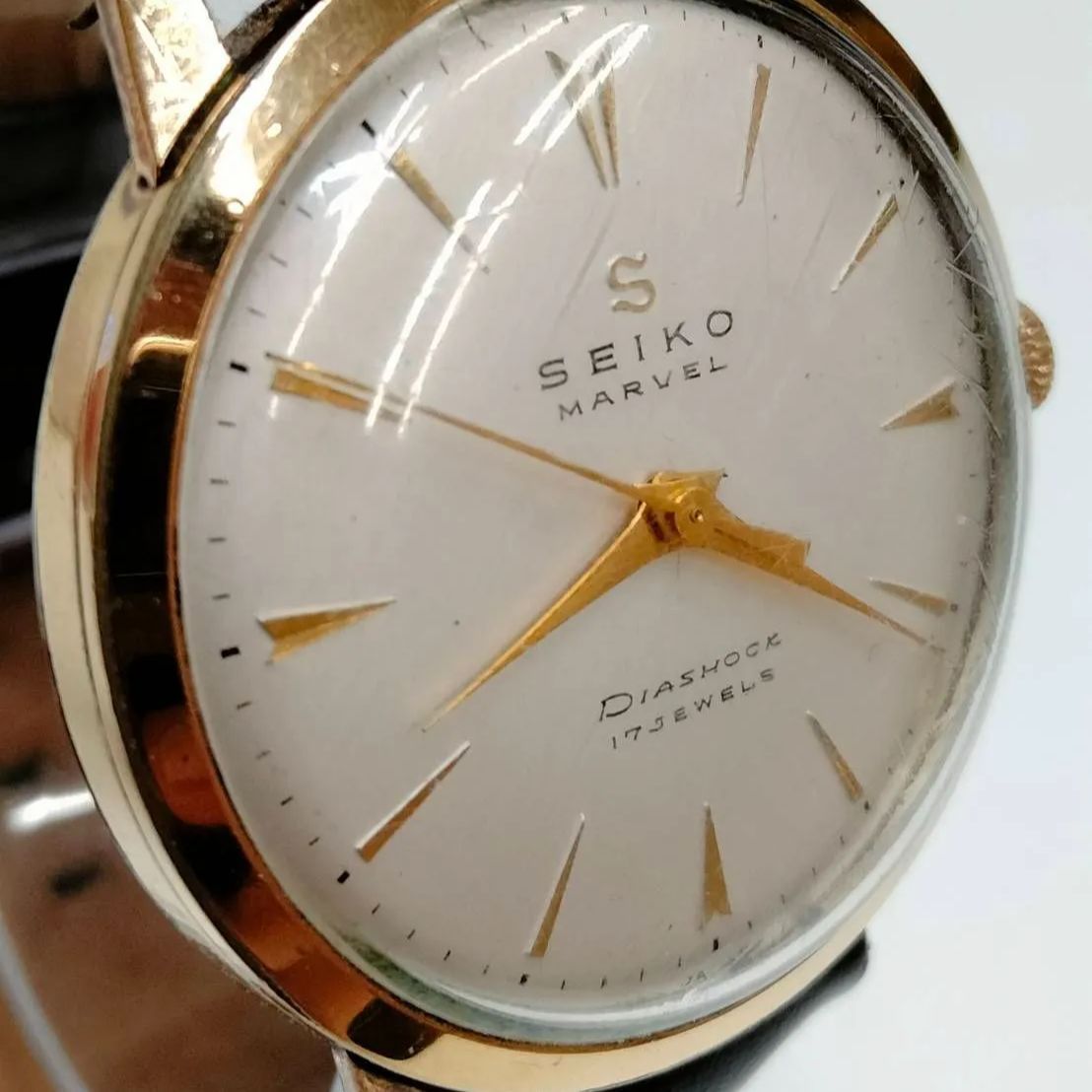 セイコーSEIKO鶴印 17石 14K gold filled ゴールド手巻き 希少レア 美品