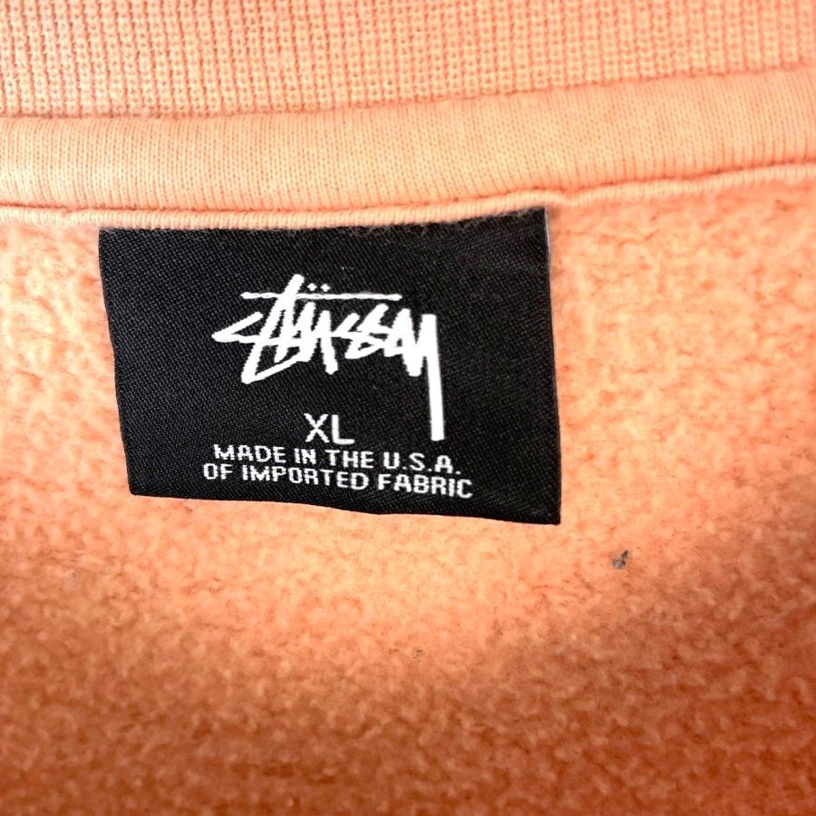 USA製ステューシーSTUSSYスウェットトレーナーロゴ刺繍サーモン