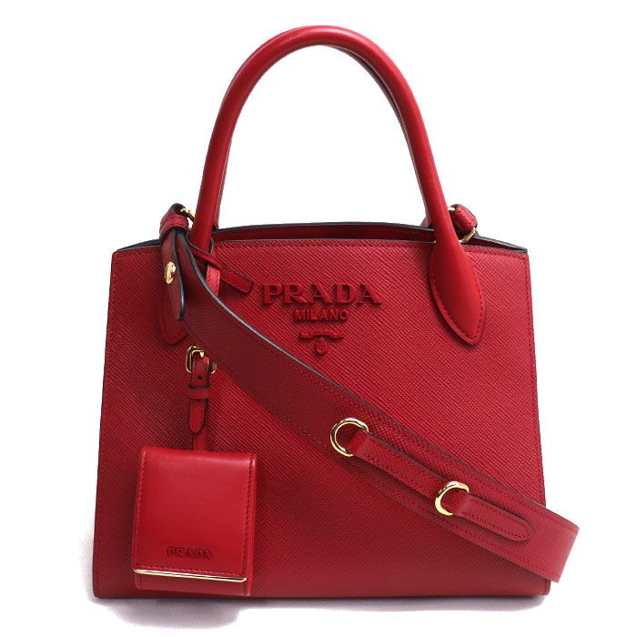 PRADA プラダ モノクローム スモール 2Wayショルダーバッグ レッド