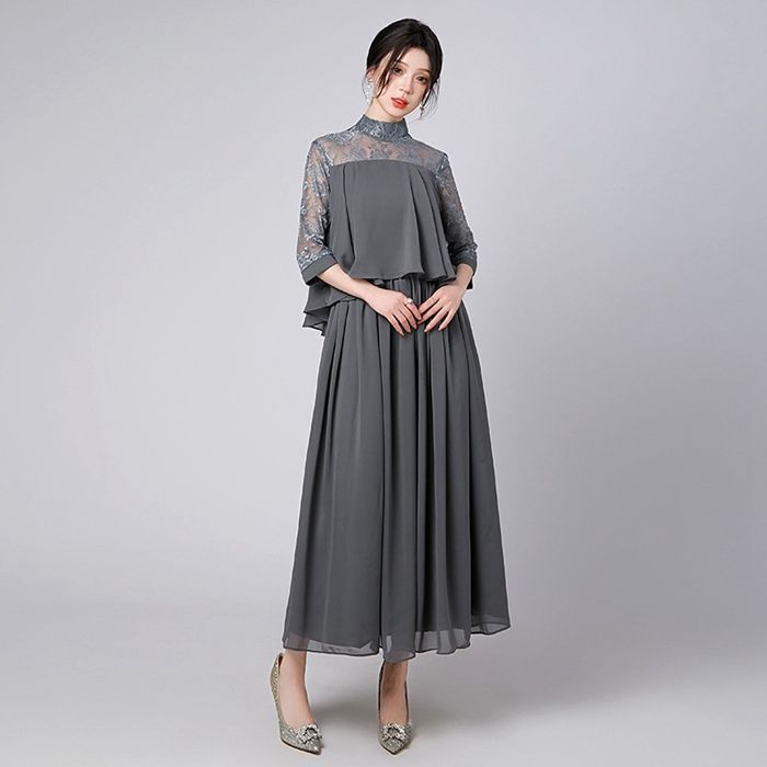 パーティードレス ワンピース レディース ドレス シフォンワンピース シンプル ミモレ丈 Aライン 花嫁 およばれ 女子会 二次会 フォーマル 通勤 結婚式 謝恩会 発表会 演奏会 同窓会 成人式 誕生日 体型カバー yuanmeng47