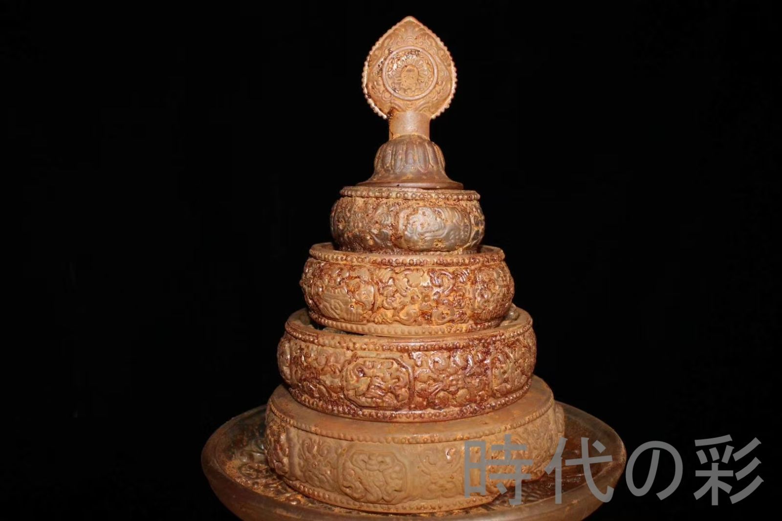 中国古美術 チベット 西藏 古寺院 清代 水晶 吉祥八宝 舎利曼荼盤 古玩 細工 古賞物 置物 時代物 収集 古美味 旧家蔵出 R07100330