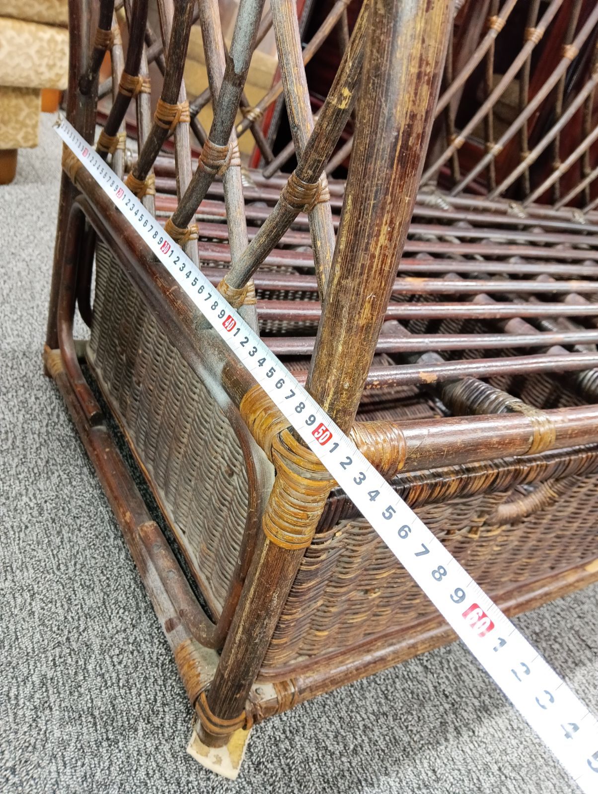 ラタンベンチ ラブソファー カウチ 藤 2人掛け ヴィンテージ ラタンベンチ