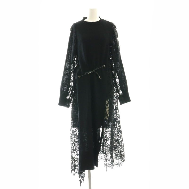 Sacai サカイ ブラック レースシフォンワンピース