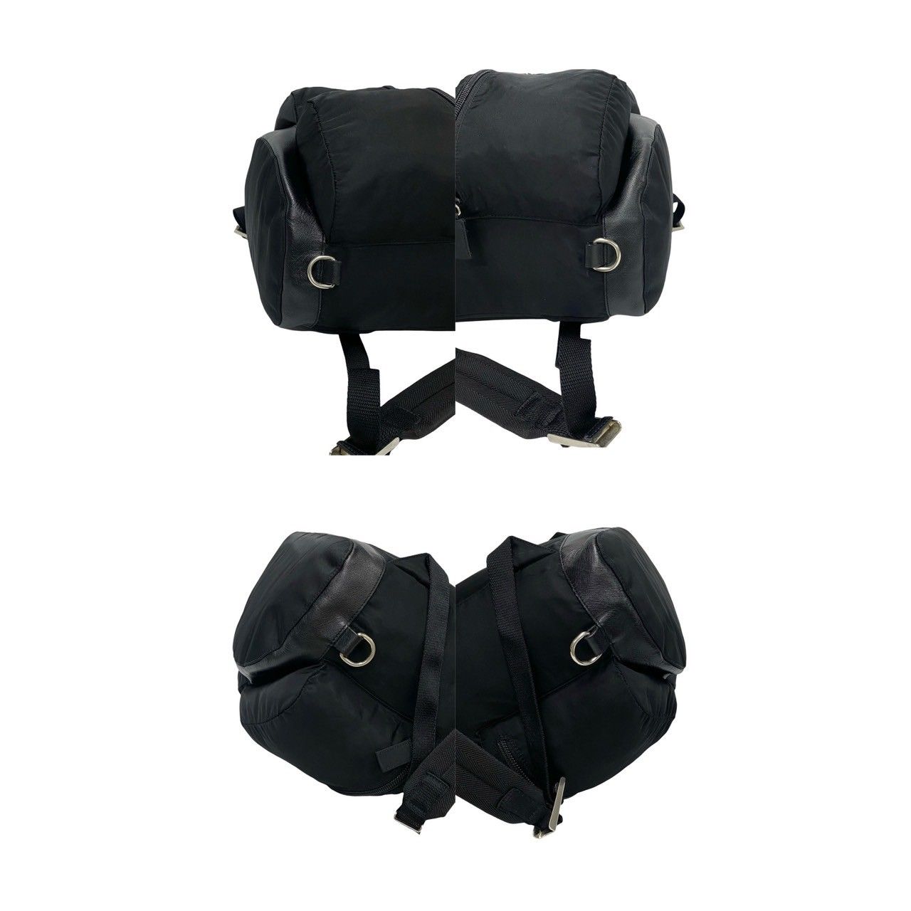 極 美品 希少品 PRADA プラダ 三角ロゴ 金具 ナイロン レザー 本