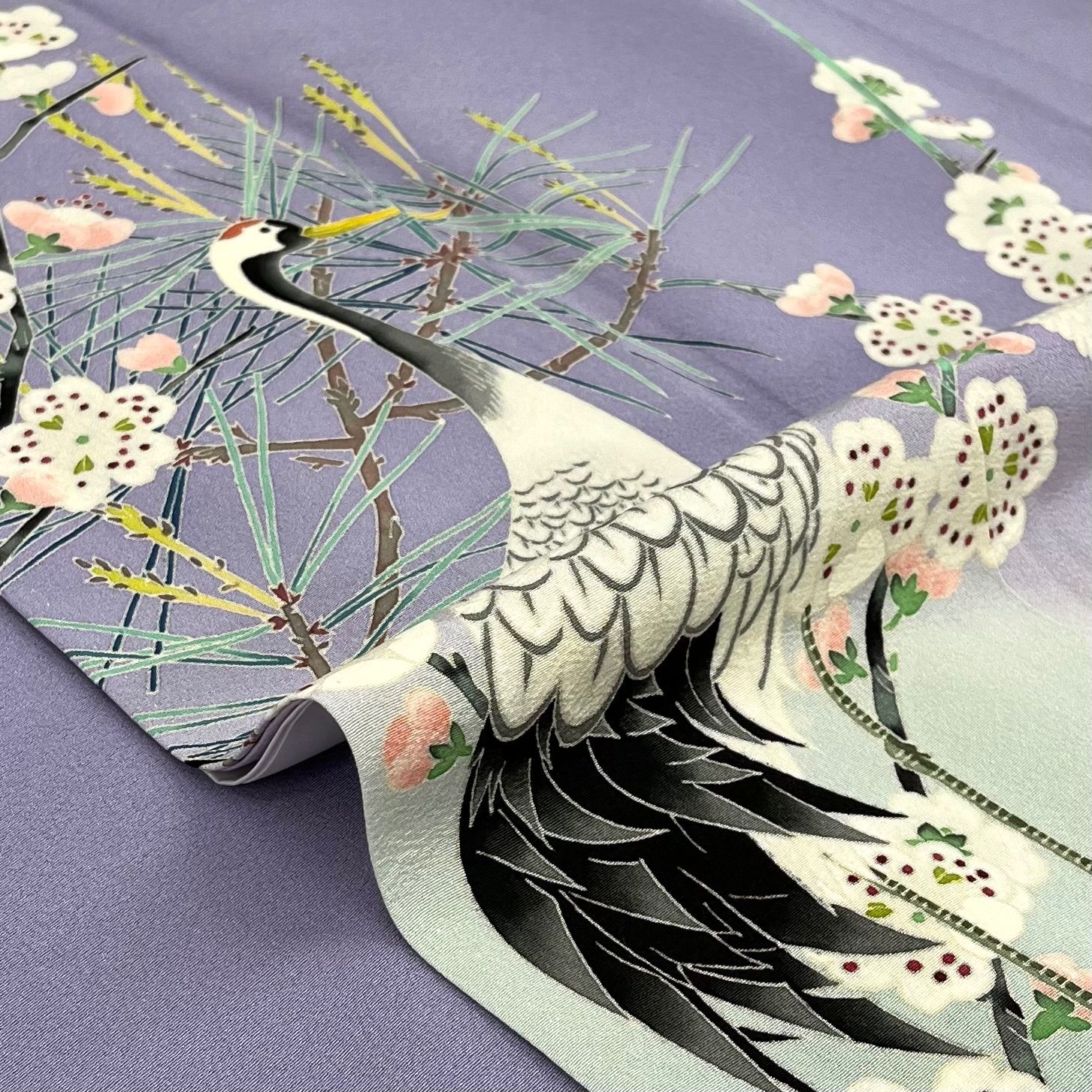 柿本一郎 本加賀友禅 色留袖 松竹梅 鶴 五つ紋 正絹 比翼仕立て A034