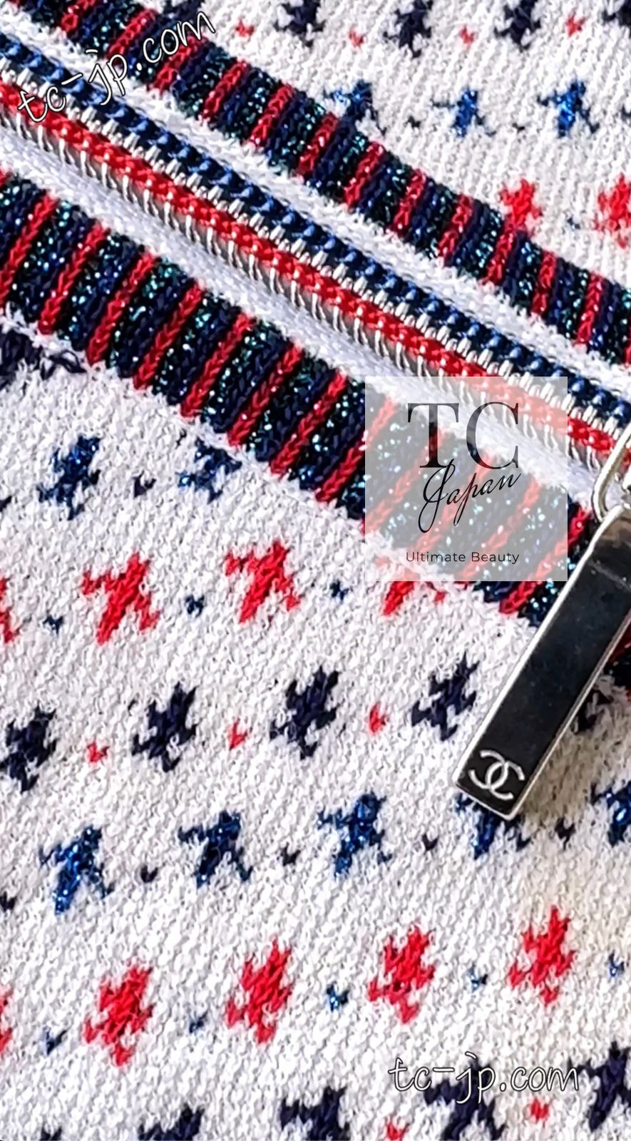 38万 シャネル セーター CHANEL ホワイト レッド ブルー 飛行機