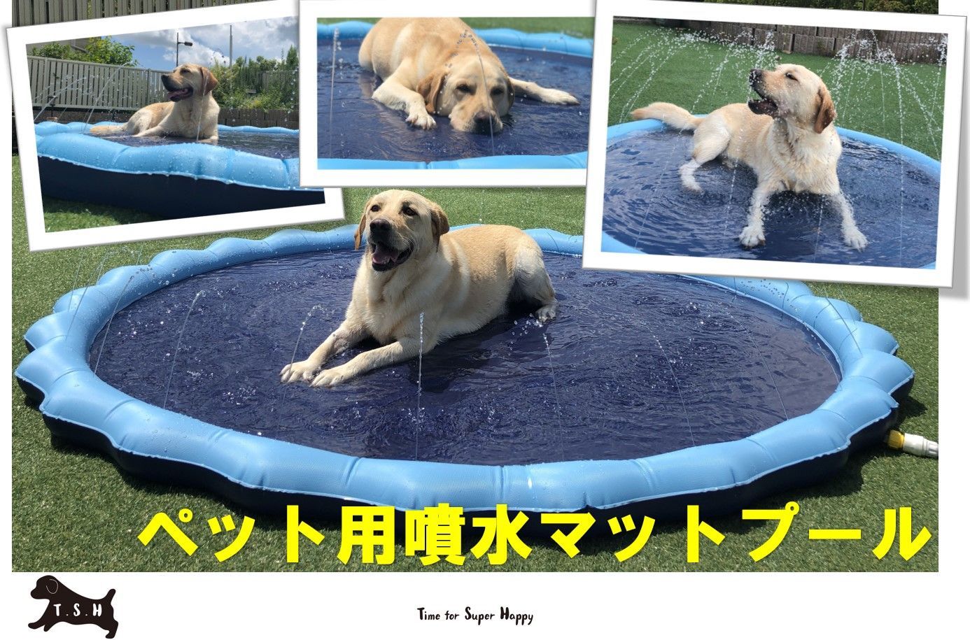 最前線の 噴水プール 噴水マット 家庭用 水遊び 子ども 犬 ペット 折り畳み 夏 サメ