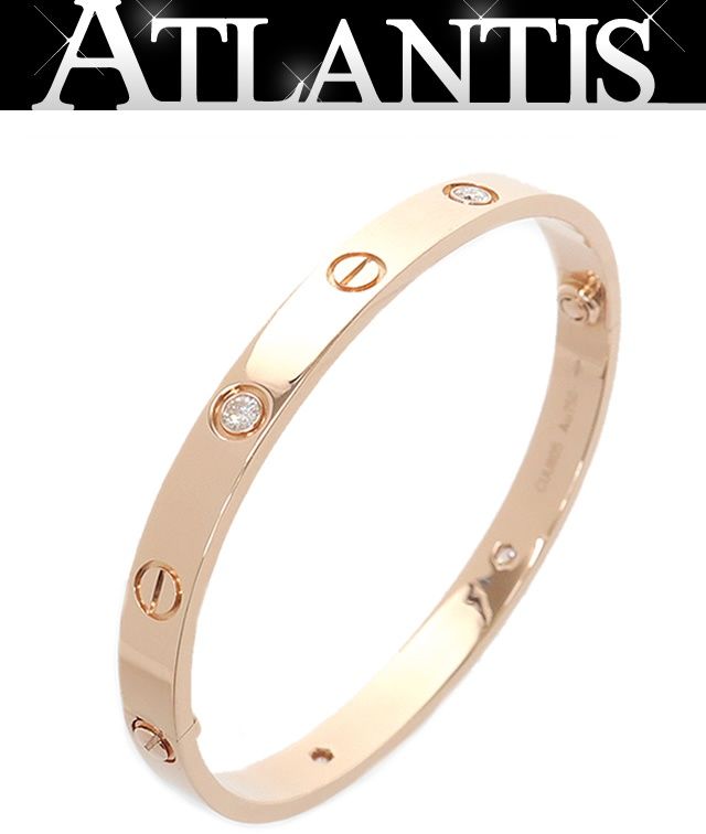 広尾店】 カルティエ Cartier ラブブレス ハーフダイヤ size17 K18PG  