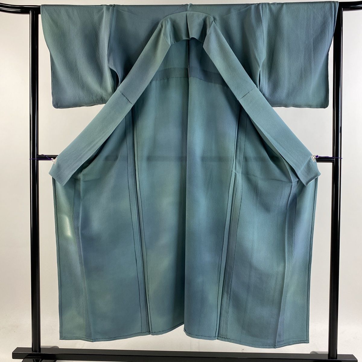 小紋 ならっ 身丈150.5cm 裄丈63.5cm S 単衣 斉藤三才 落款 ぼかし 灰  