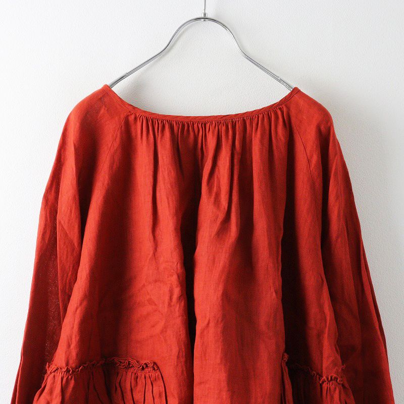 ネストローブ nest Robe リネン カスケード ブラウス F/レッド