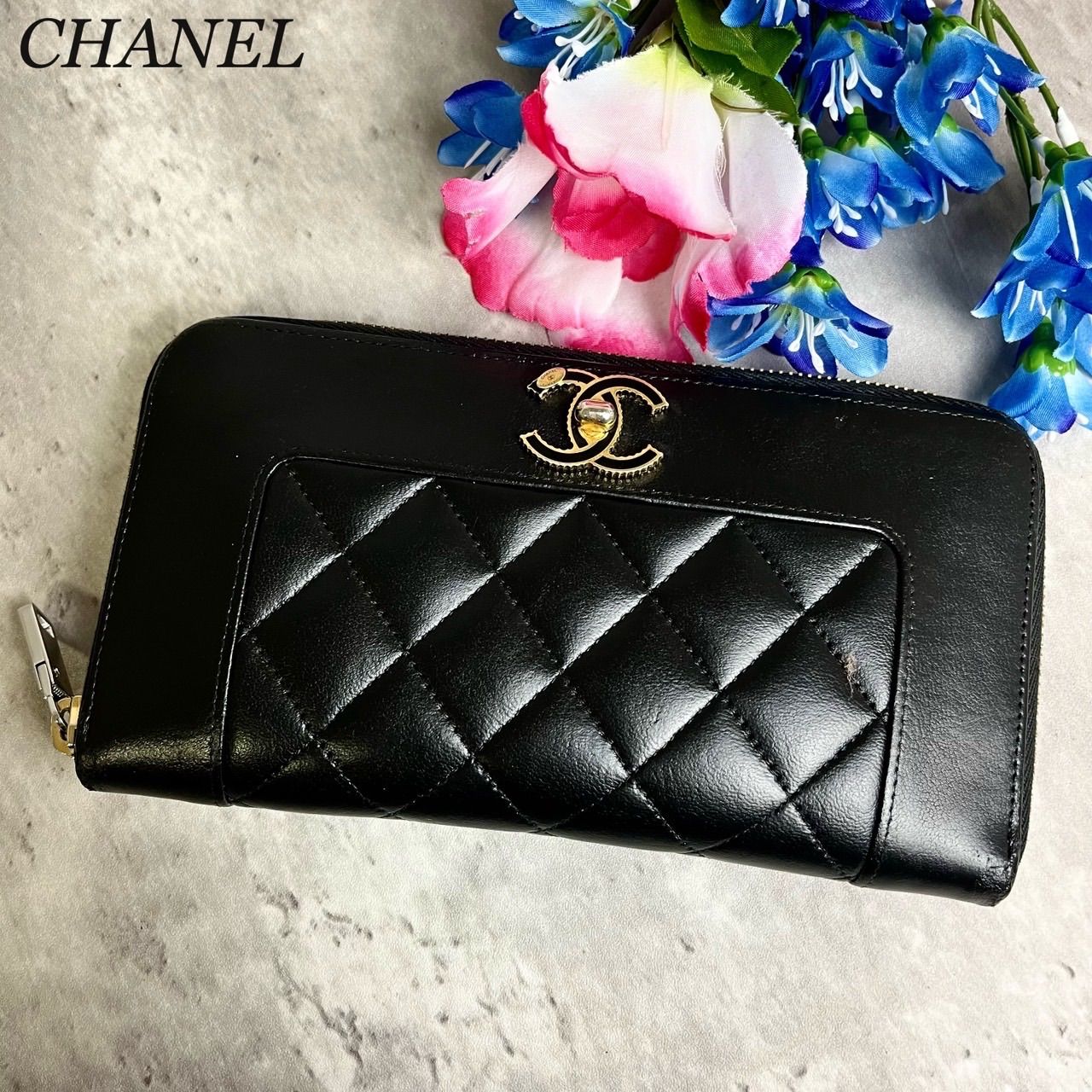 ✨良品✨ CHANEL シャネル 長財布 ラウンドファスナー マドモアゼル ココマーク ターンロック マトラッセ キルティング ロゴ型押し ゴールド金具  ウォレット 定期入れ カードケース 小銭入れ ラムスキン シリアルシール有 レディース ブラック 黒色 - メルカリ