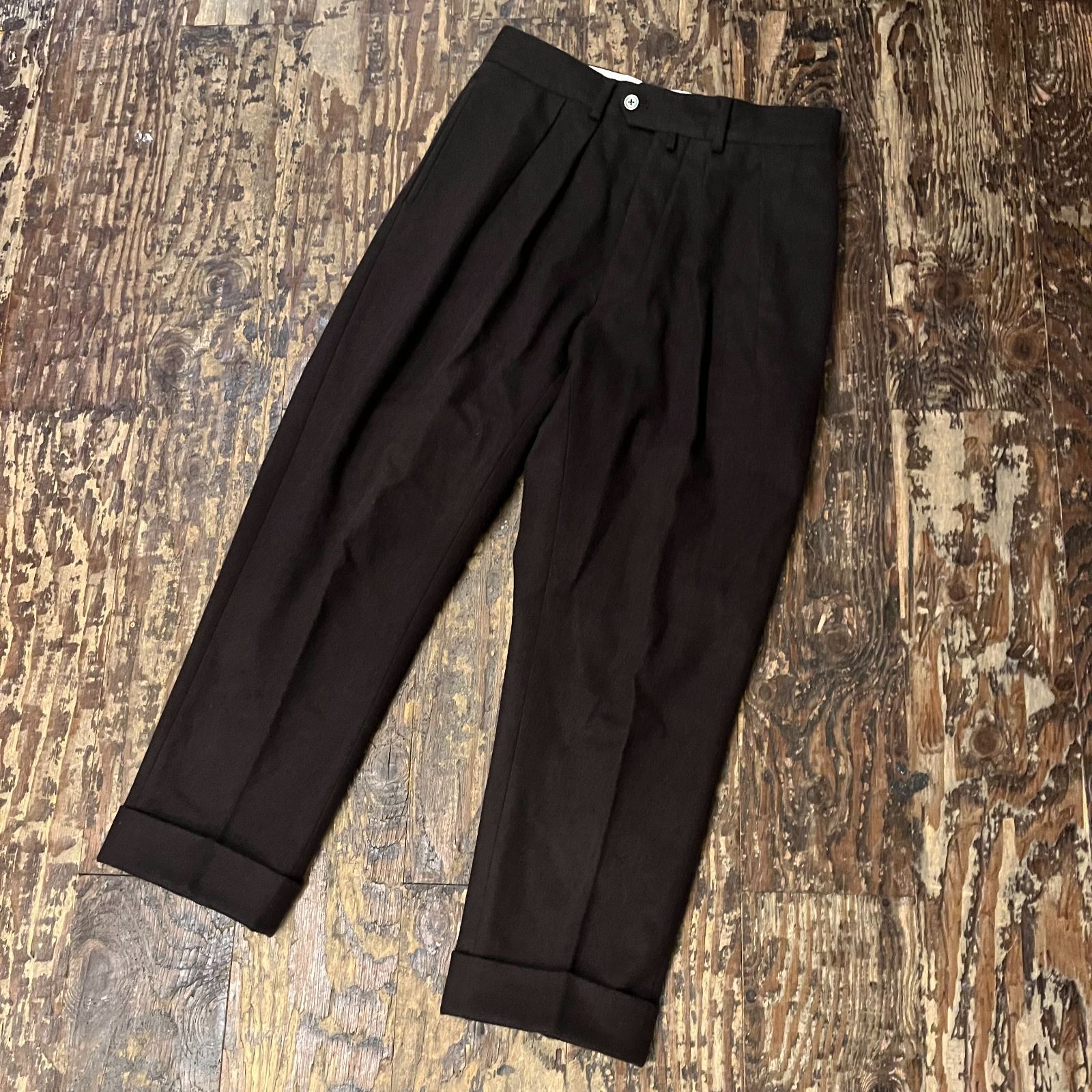 NEAT FOX BROTHERS ニート フォックスブラザーズ 2Tuck Slacks Pant スラックパンツ ダークブラウン size44  【代官山12】 - メルカリ