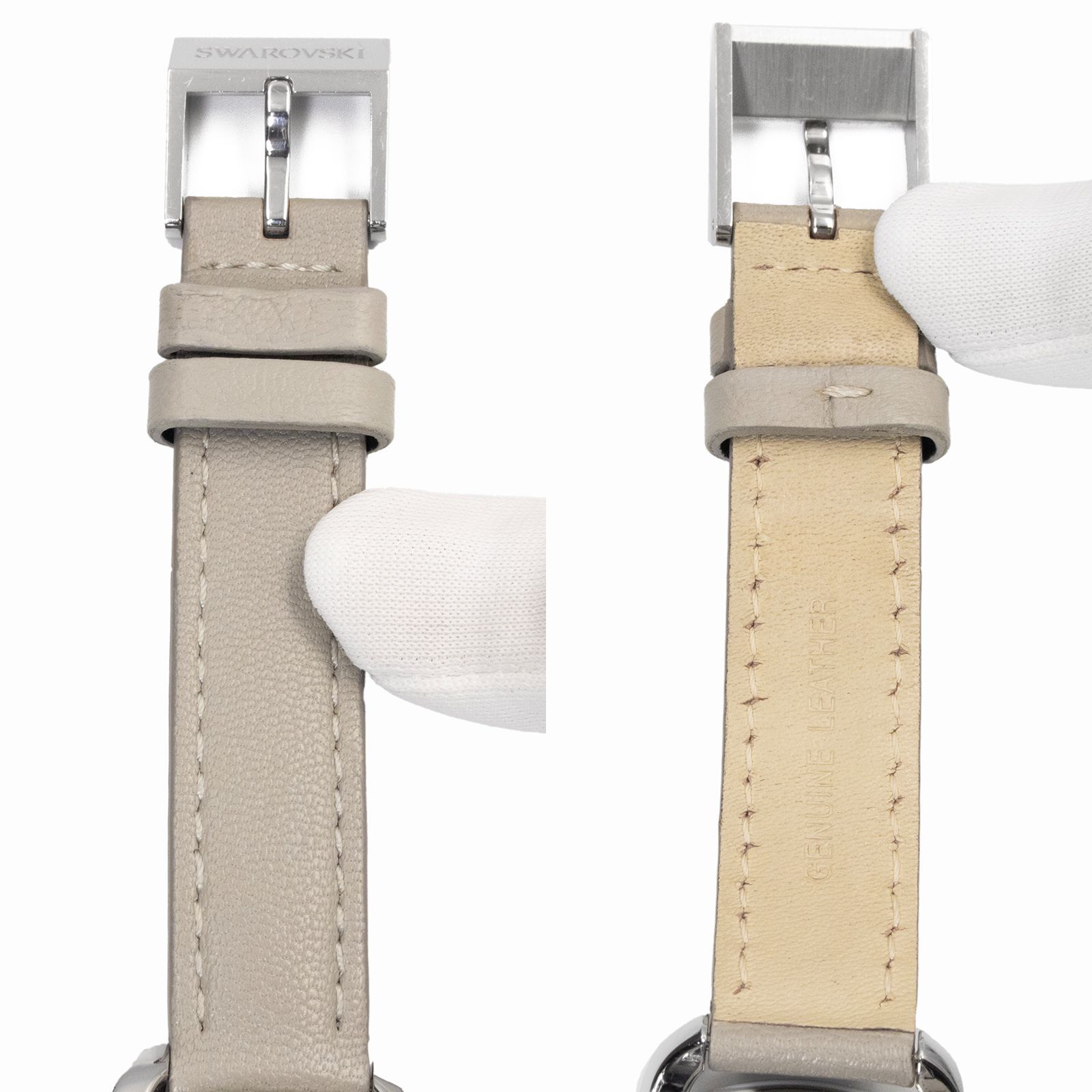 新品！スワロフスキー　レディース時計　ホワイト型押しベルト 美品】SWAROVSKI スワロフスキー 1185826 レディース腕時計 白